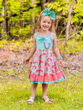 Load image into Gallery viewer, Tropical butterfly Twirl dress